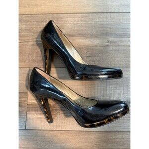 Jessica Simpson "Ladonna" black patent leather platform heels Size 8.5B tortoise
